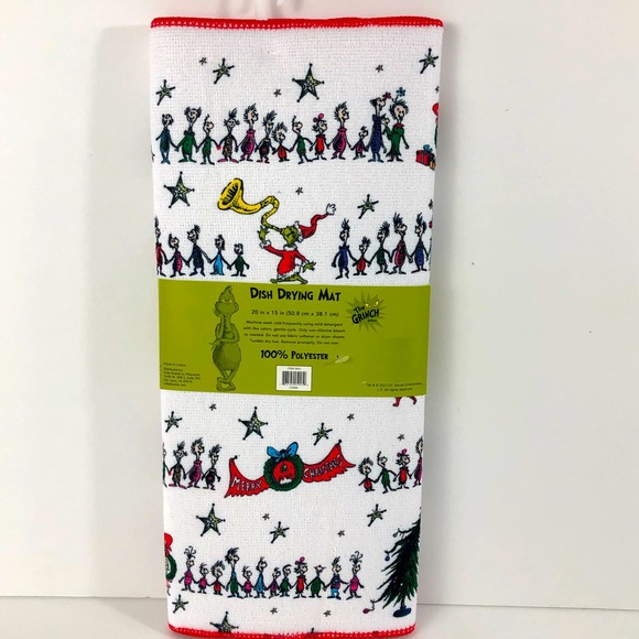 The Grinch Who Stole Christmas Kitchen Dish Drying Mat Singing Whoville People - Picture 3 of 3
